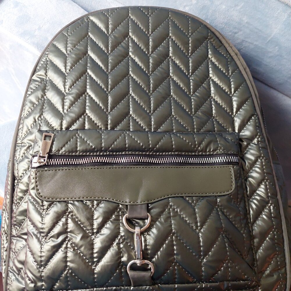 Chevron Quilted Backpack  Army/Military Green by Linea Donna~ NWT.